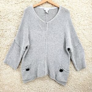 SOFT Surroundings Women US PXS gray sweater pullover pockets viscose wool angora